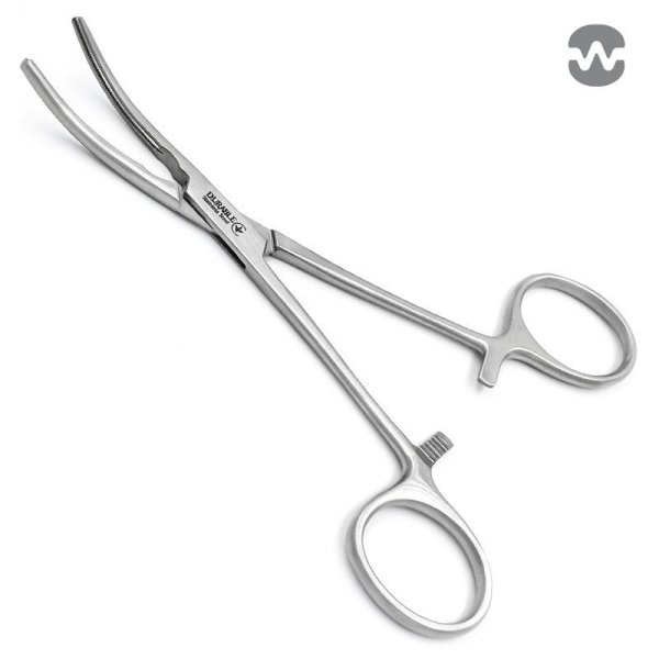 Затискач атравматичний ДеБейкі-Пеана, зігнутий, 160 мм