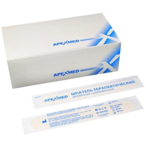 Медицинский шпатель Apexmed, деревянный, одноразовый, 15×2 см.